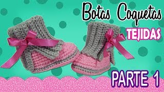 Botas coquetas para niña Tejidas a Crochet  parte 12 [upl. by Anawal]