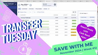 Transfer Tuesday 12  Reach Goals With Cash Back Apps  Tracking Savings Challenges in YNAB [upl. by Witcher]