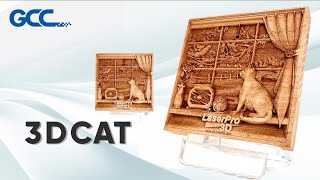 GCC LaserPro3D Cat with Laser Engraving [upl. by Renruojos]