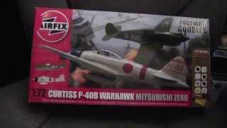 172 Airfix P40B A6M2 Duel Kit ReviewPreview [upl. by Jovia266]