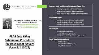 FBAR Late Filing Submission Procedures for Delinquent FinCEN Form 114 New 2022 [upl. by Pohsib116]