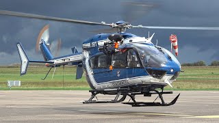 Airbus Helicopters EC145 Gendarmerie takeoff at Nancy airport  helicopter [upl. by Radie]