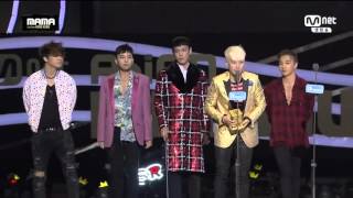 【繁中字】BIGBANG 最佳音樂錄影帶獎 感言 2015 MAMA [upl. by Enyawud552]