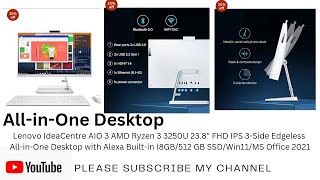 AllinOne Desktop Lenovo IdeaCentre AIO 3 AMD Ryzen 3 3250U with Alexa Builtin 8GB512 GB SSD [upl. by Adnoval]