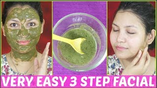 HOW TO DO EASILY FACIAL AT HOME  3 EASY STEPS OF FACIAL FOR CLEAR GLOWING FRESH LOOKING SKIN [upl. by Kcirdnek375]