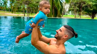 BABY GIOVANNIS FIRST TIME SWIMMING  shocking [upl. by Claudy]