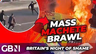 Frantic beachgoers flee MACHETEwielding KNIFEMEN outside theme park the night Britain FELL APART [upl. by Ellehsar986]