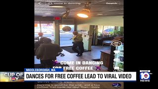 Massachusetts coffee shop invites customers to dance for free cup of joe [upl. by Gabbey]