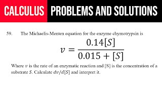 59 The MichaelisMenten equation for the enzyme chymotrypsin is v014S0015S [upl. by Yrruc]