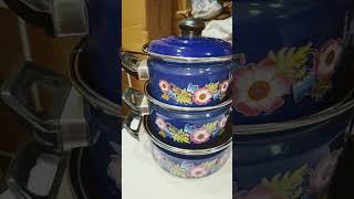 ENAMELWARE DONGA 3PCS SET youtubeshorts BOWL WITH LID [upl. by Adnwahsar]