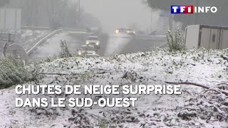 Chute de neige surprise dans le SudOuest et galère en Normandie [upl. by Ahsatel]