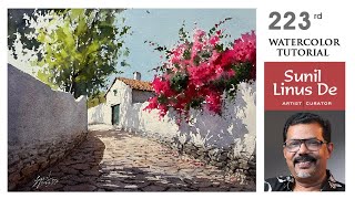 Watercolor painting tutorial Beyond the reference photo  Landscape painting  Sunil Linus De [upl. by Halbeib]