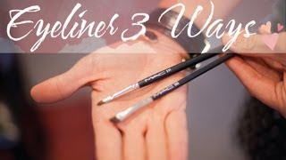 Eyeliner Tutorial 3 Ways to Apply with Shadow Pencils and Angled Brushes [upl. by Sej765]