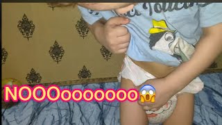 2 years Baby Tries To Take His Diaper Off  Funny Diaper Video what happen when the diaper off😧😧 [upl. by Odnalo]