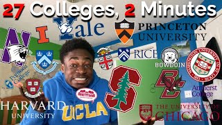 27 Colleges in 2 Minutes College Decision Reactions 2022 realistic iviesStanfordT20NESCAC [upl. by Borg236]