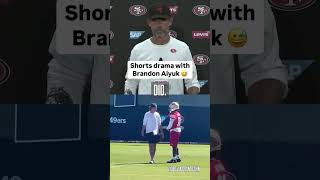 49ers Kyle Shanahan and Brandon Aiyuk had a moment at practice today due to dress code 👀😂 [upl. by Adiol626]