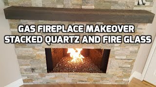 Fireplace Makeover Quartz Wall Stone Installation [upl. by Malachy]