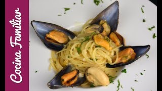 Espaguetis con mejillones a la marinera  Recetas caseras fáciles de Javier Romero paso a paso [upl. by Suinuj247]