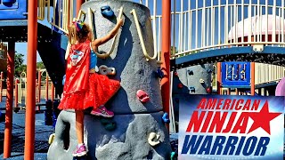 Supergirl Ninja Kids Obstacle Course On The Playground ☆ Addie Mae Plays [upl. by Peti]