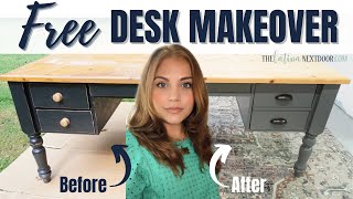 🌟FREE DESK MAKEOVER  EASY FURNITURE FLIP  TRASH TO TREASURE [upl. by Soigroeg]