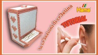 Dispenser Cotton FiocCaramelle con HAMA BEADSPysslaPerler beads  Porta Cottonfioc Tutorial [upl. by Spillar896]