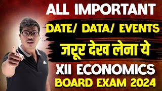 All Important Dates Data and events  Must Revise Before Class 12 Economics Board exam 2024 [upl. by Llennoc]