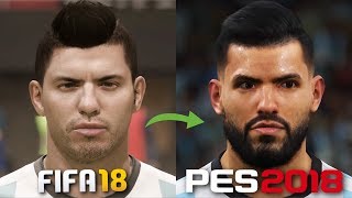 FIFA 18 Vs PES 2018  Famous Player Faces in Gameplay Comparison [upl. by Akeryt]