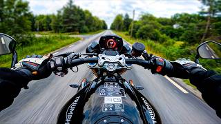 TRIUMPH SPEED TRIPLE 1200 RS WHEELIES POV  EXHAUST SOUND [upl. by Ahsirpac]