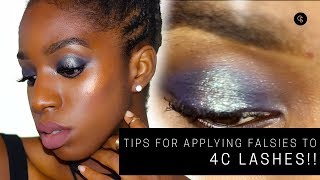 Tips for Applying Falsies to 4C Lashes  Cocoa Swatches [upl. by Eilrak]