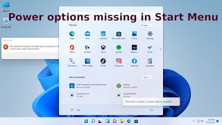 How to fix shut down option missing Windows 11  no power options available in start menu windows 11 [upl. by Edelson]