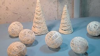 DIY String Ornaments balls and trees [upl. by Rillings653]