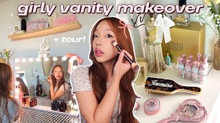 VANITY TOUR  TRANSFORMATION 🩰✨ satisfying organization aesthetic makeup collection [upl. by Darcey]