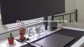 Unboxing my First Monitor 🌱🖥 Aesthetic Desk Set up  LG 34 Ergo Monitor [upl. by Yttik]