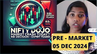 CRASH Today RBI Decision  Expiry Fears Pre Market Report Nifty amp Bank Nifty 05 Dec 2024 Range [upl. by Sink]