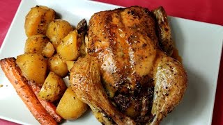 🍗 pollo asado al horno con patatas 🥔🥔 truco para que quede crujiente por fuera y jugoso por dentro [upl. by Enamrahc494]