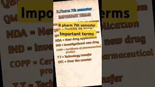 B pharm 7th semester  Important terms  bpharma bpharmacy shorts [upl. by Grunberg]