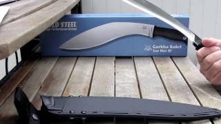 UNBOXING COLD STEEL SAN MAI III GURKHA KUKRI AND SLOW MOTION CUTTING [upl. by Ecitnerp]