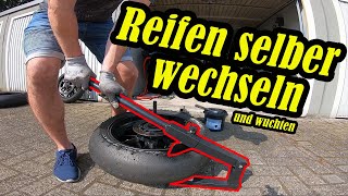 Motorrad Reifen selber wechseln und wuchten  Tutorial [upl. by Cattan]