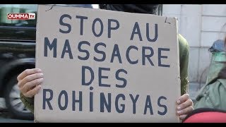 Massacre des Rohingyas les images du rassemblement devant l’ambassade de Birmanie [upl. by Audun]