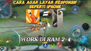 CARA AGAR LAYAR RESPONSIF SEPERTI IPHONE SAAT BERMAIN GAME  CARA AGAR ML SMOOTH SEPERTI IPHONE 2024 [upl. by Egroej]