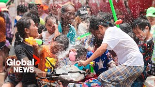 Thailand’s annual Songkran water festival kicks off with a splash in Bangkok [upl. by Henrik]