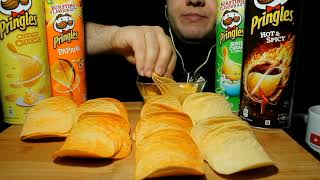 ASMR Eating Pringles Chips mukbang with Cheddar Cheese sauce [upl. by Ohnuj442]