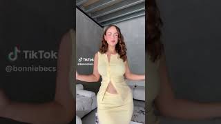 Sexy Australian woman modeling yellow blouse amp skirt asmr trending fashion [upl. by Ttnerb392]