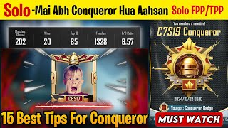 Top 15 Solo Conqueror Tips  Solo TPP amp Solo FPP Conqueror Tips  C7S20 Best tips for Solo Rankpush [upl. by Nocam]