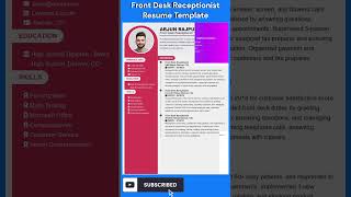 Front Desk Receptionist Resume Template  Resume Format  Free Resumes Builder [upl. by Gairc]