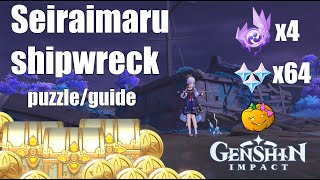 Seiraimaru shipwreck full guide and relay puzzle TONS OF LOOT  Genshin Impact Inazuma 21 [upl. by Eceinahs]