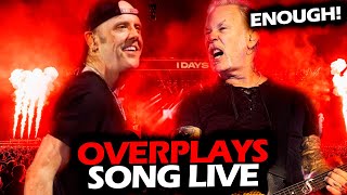 JAMES HETFIELD REACTION WHEN LARS ULRICH OVERPLAYS SONG LIVE 2024 METALLICA [upl. by Kakalina]