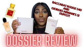 DOSSIER REVIEW  BACCARAT ROUGE 540 AND GIORGIO ARMANI SI DUPES AMBERY SAFFRON  WOODY FREESIA [upl. by Candless]