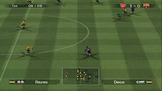 PES 2005 PS2  Arsenal  FC Barcelona 41 Match English Speaker [upl. by Eriuqs]