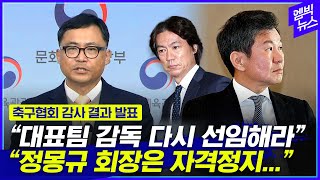 “정몽규 자격정지 홍명보 선임 다시 해라” 축구협회 직격탄 날린 문체부 [upl. by Carder]